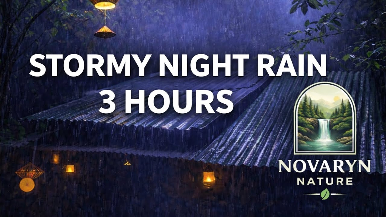 Stormy Night Rain on a Metal Roof 🌧️ 3 Hours of Relaxing Rain Sounds for Sleep
