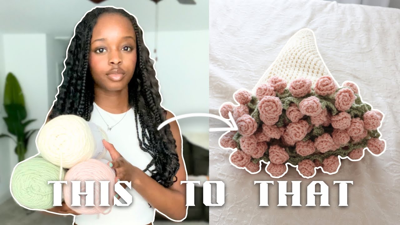 Making the VIRAL TIKTOK rose bouquet blanket | cozy crochet vlog