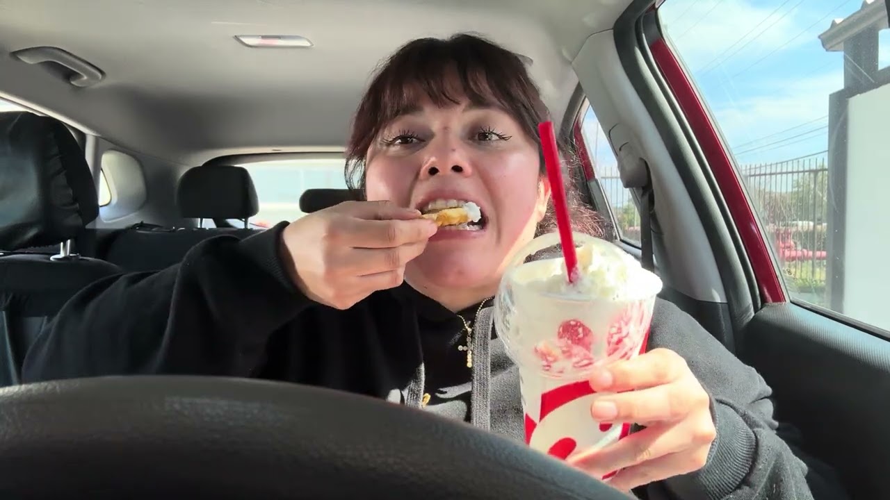 Chick- Fil- A Spicy Deluxe Sandwich, Fries & Cookies & Cream Shake 