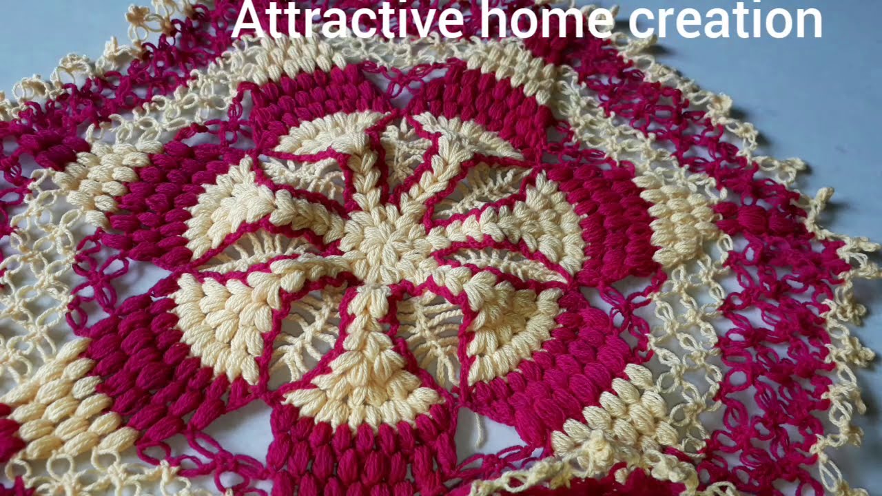 woolen craft ideas |thread craft | Beautiful Table Mat #woolenart #tablemat #AttractiveCreation