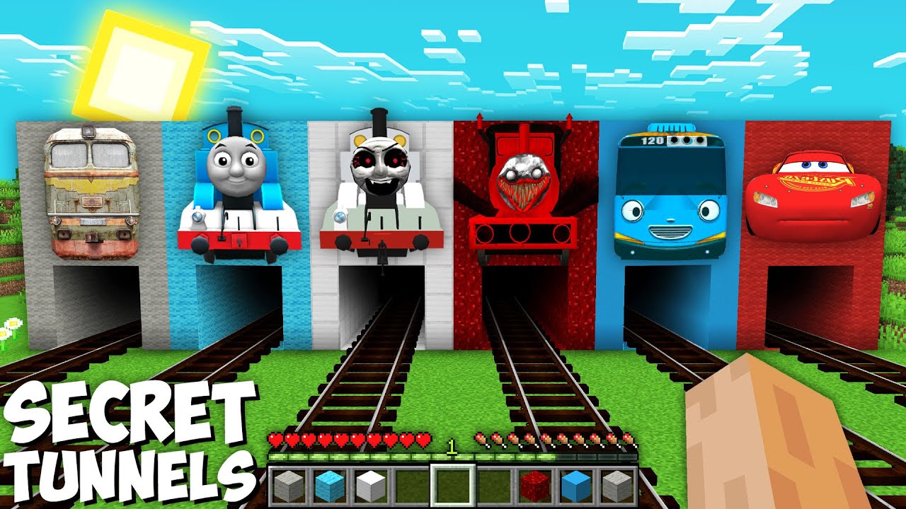 new SECRET TUNNELS of SCARY THOMAS TRAIN and FRIENDS CHOO CHOO CHARLES & MCQUEEN TAYO in Minecraft !