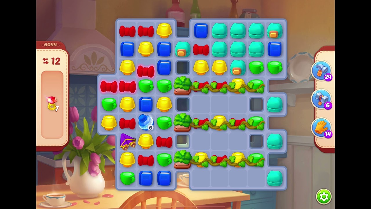 HomeScapes Level 6044 no boosters (17 moves)