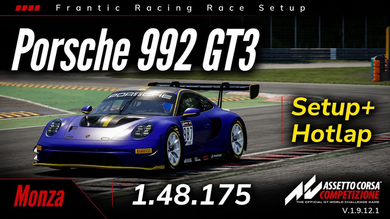 Porsche 992 GT3 Monza – 1.48.175 Hotlap & Complete Setup (ACC Console)