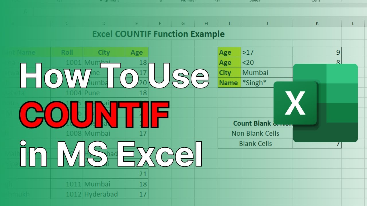 How to use COUNTIF Formula in MS Excel | COUNTIF Function in Excel | Excel COUNTIF Formula