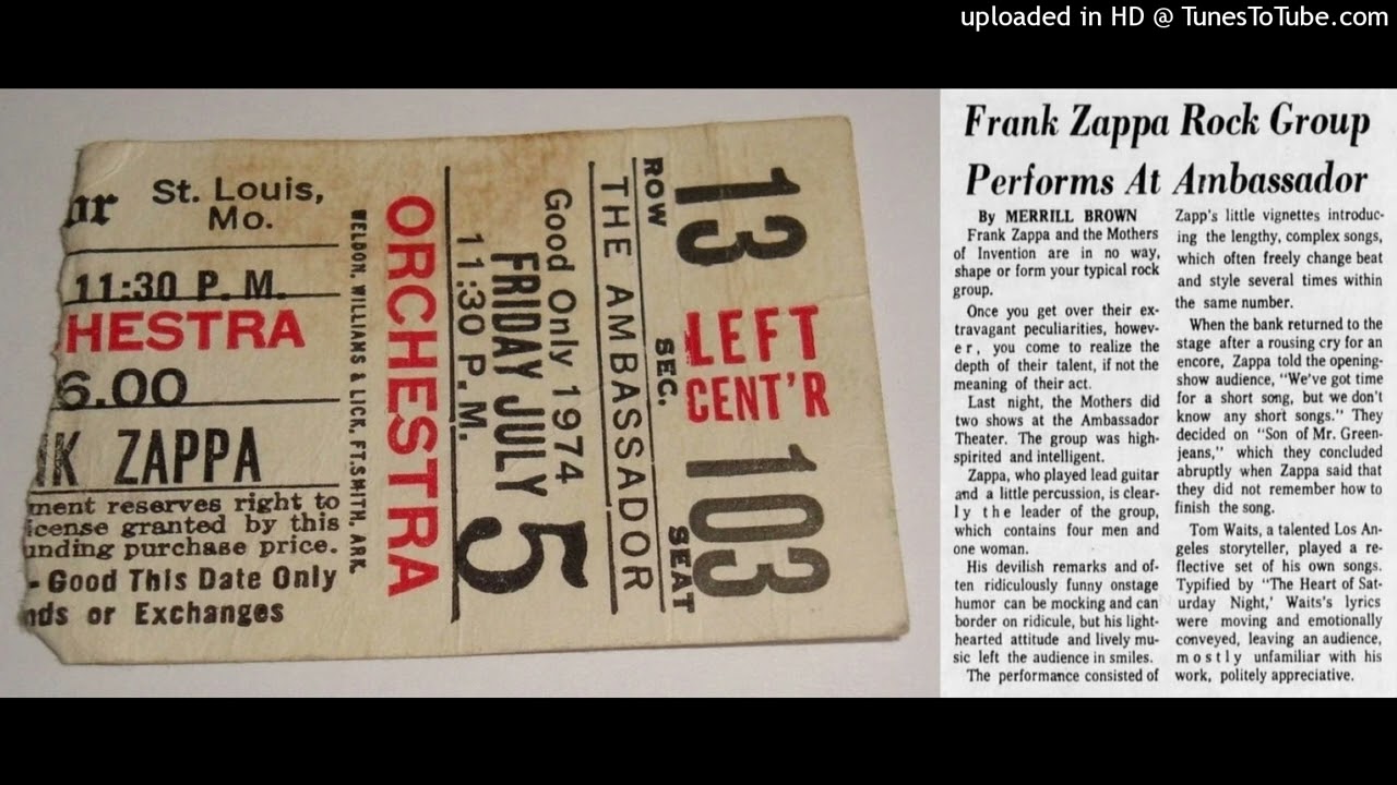 Zappa/Mothers - RDNZL, Ambassador Theater, St. Louis, MO, July 5, 1974