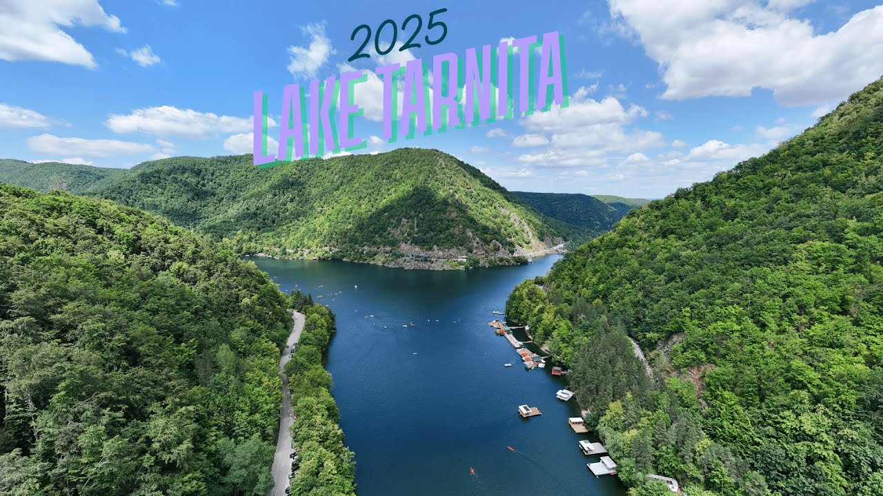 flying over lake tarnita in 2025 in 4k