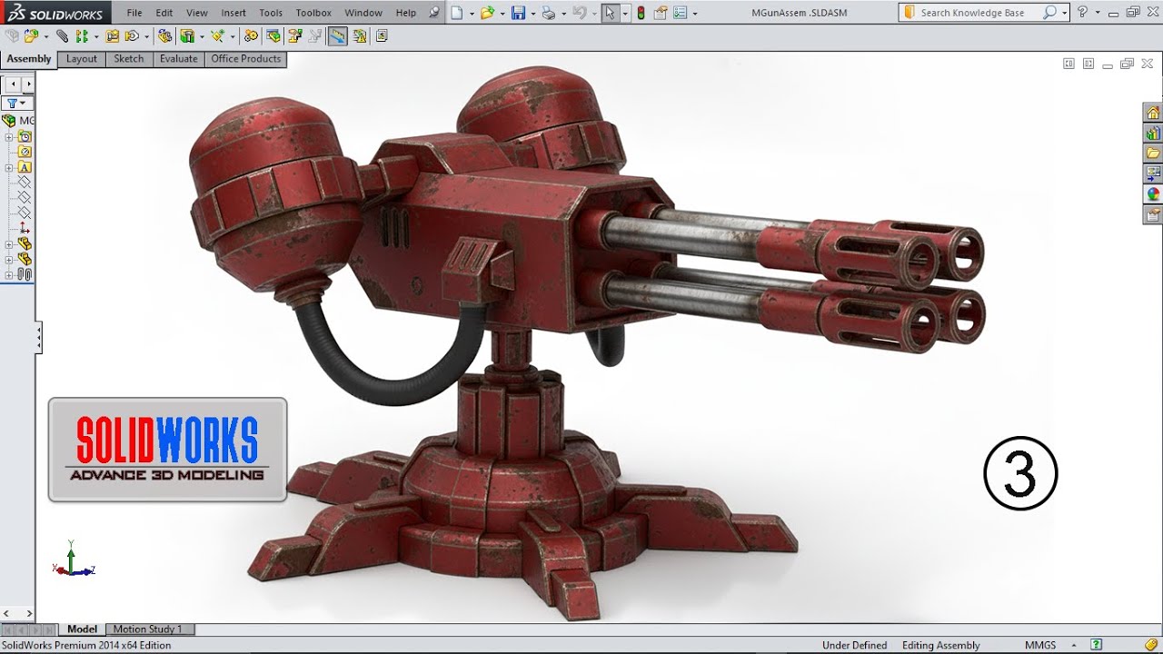 Auto Machine Gun Modeling in SolidWorks P-3 | Weapon Modeling in SolidWorks | Futuristic Weapon SW