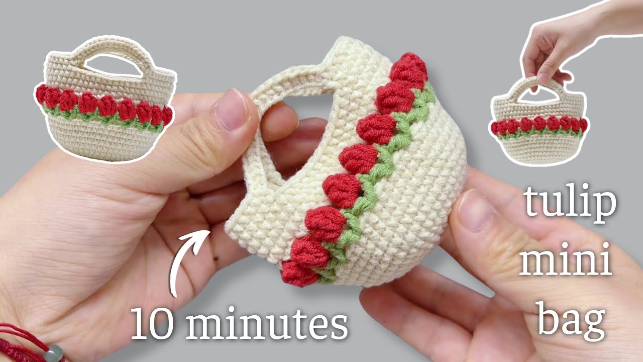 Crochet Tulip mini Bag Tutorial for AirPod | Easy Beginner