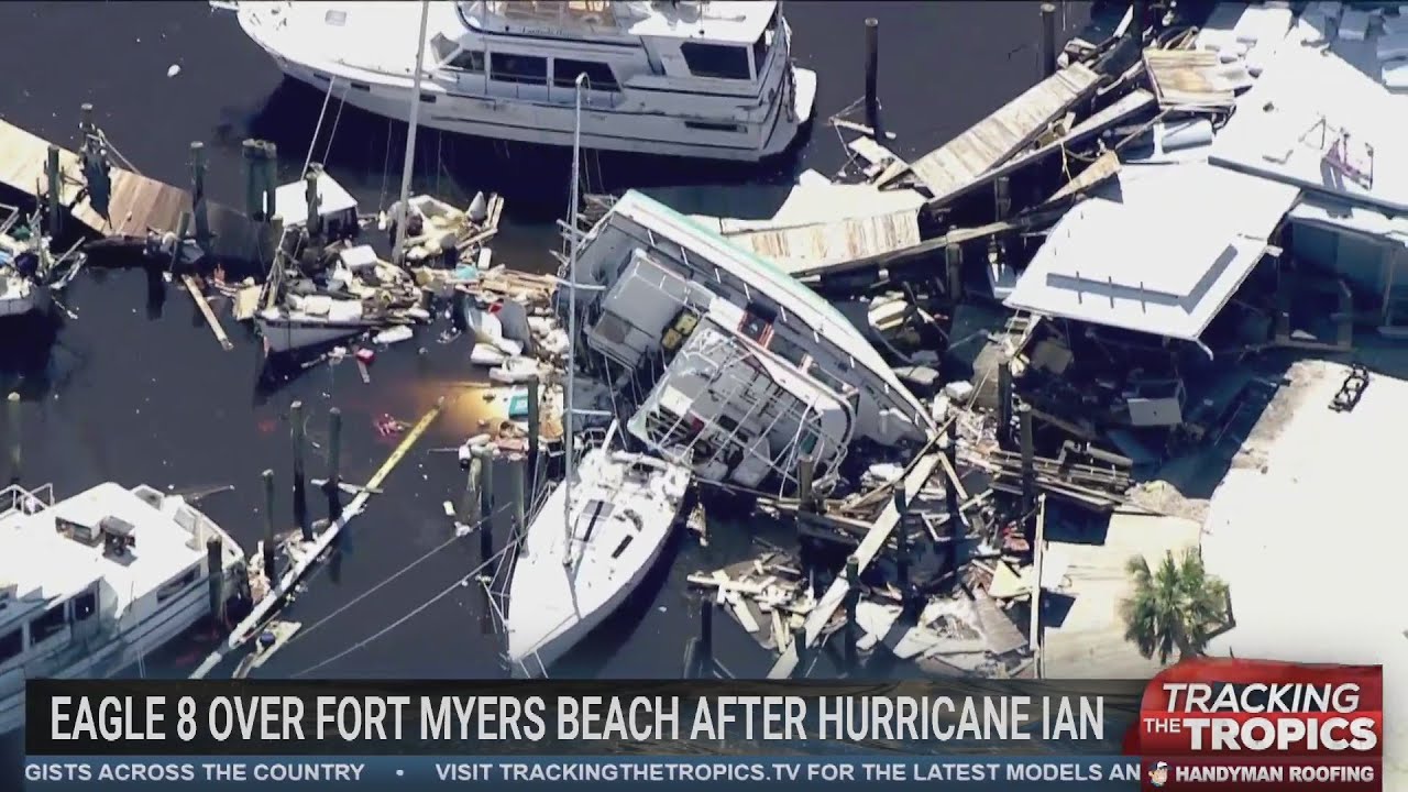Boats destroyed at marina on Fort Myers Beach
