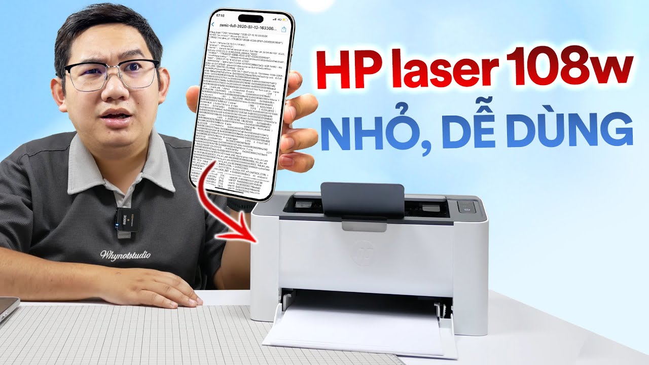 2024, máy in giờ nhỏ gọn, dễ dùng, in ngay từ điện thoại : HP Laser 108W