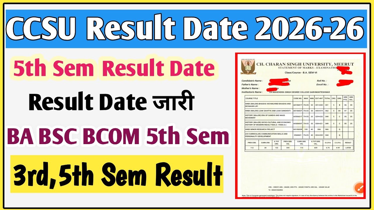 CCSU 5th semester result 2026 | CCSU result news update today | Ccsu news update today | ccsu Result
