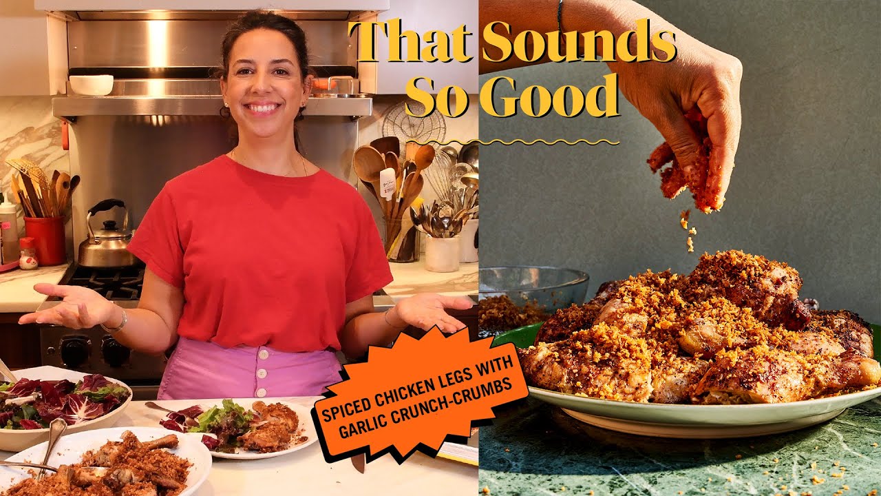 Spiced Roasted Chicken with Garlic Crunch-Crumbs | That Sounds So Good