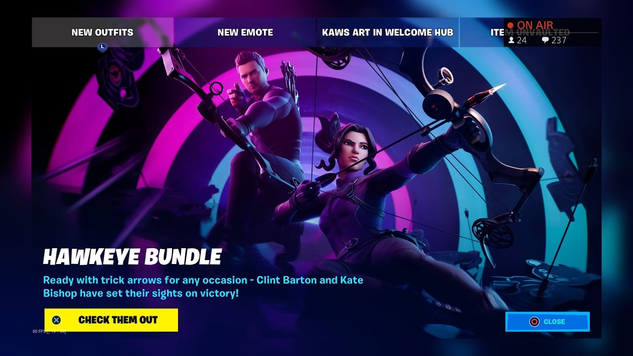 FORTNITE HAWKEYE BUNDLE SKIN AND BISHOP JOIN THE ITEM SHOP! USE CODE - OUTSIDER JANUARY 20TH 2022!