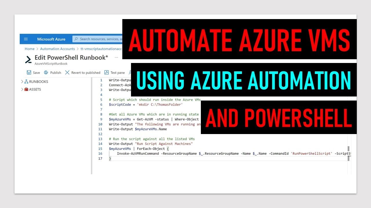 Azure Automation для виртуальных машин Azure с PowerShell