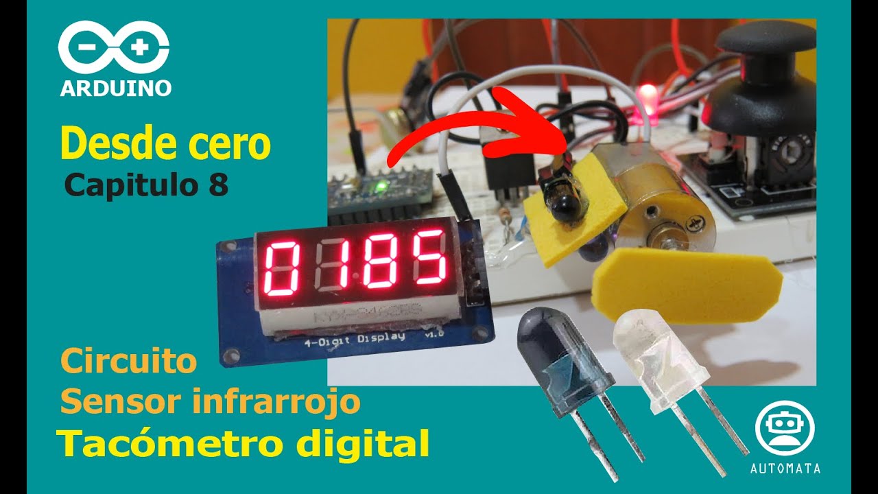 Arduino desde Cero - Capítulo 8 - Sensor infrarrojo aplicaciones, Tacómetro digital.