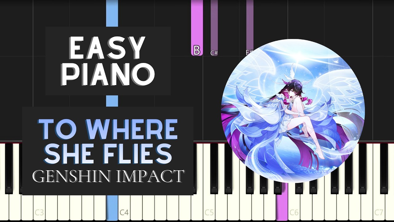 To Where She Flies (EASY Piano Tutorial) - Genshin Impact
