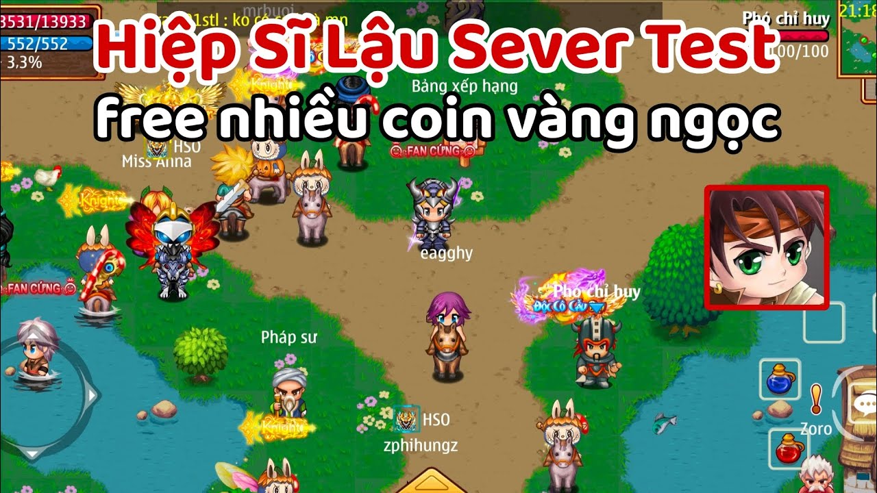 Hiệp Sĩ Lậu - Sever Test Mới Free Nhiều Code Coin Ngọc Vàng Đầy Đủ Chức Năng Đông Người Chơi 