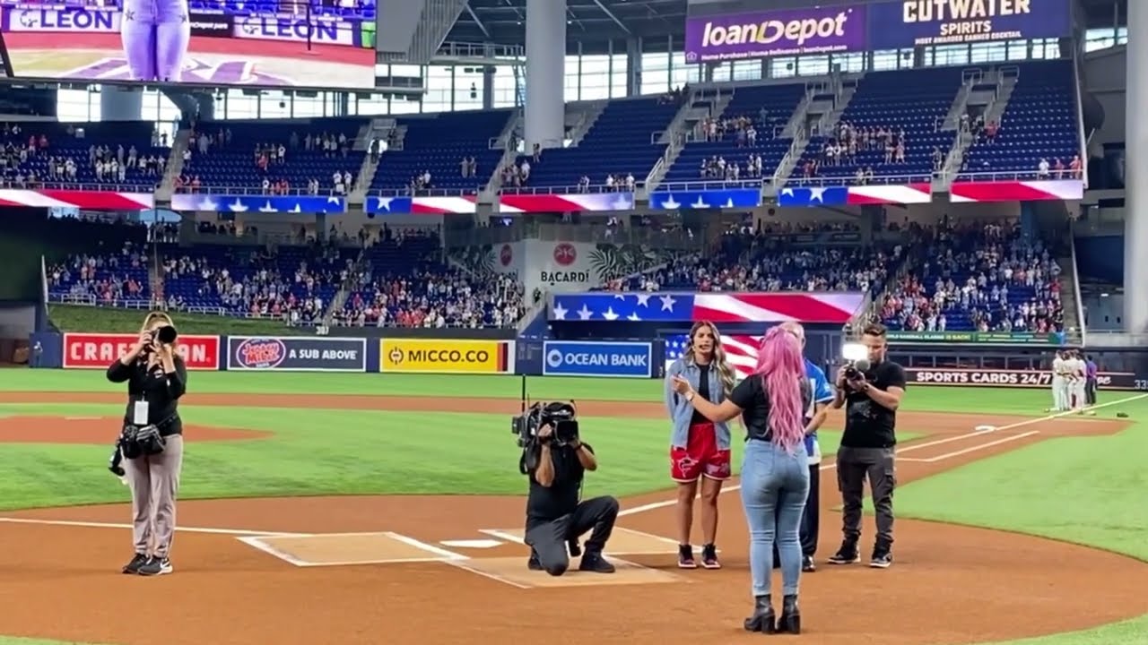 Genesis Diaz Singing The National Anthem At The Marlins Stadium