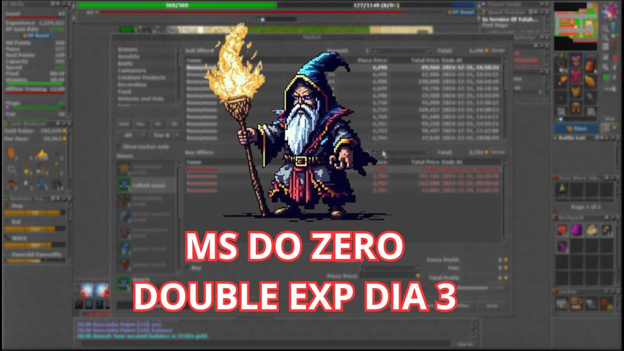 PROJETO MS DO ZERO NO TIBIA, DOUBLE EXP DIA 3 - New server Dracobra EP 7 - Sem investimentos