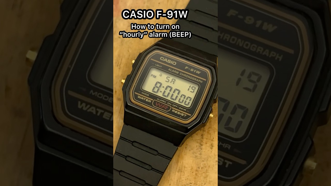 How to turn on the hourly alarm (Beep) CASIO Digital Watch F-91W #casio #casiowatches #watchnow
