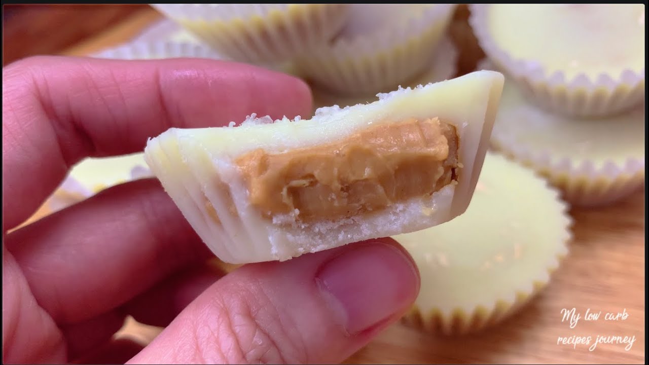 KETO WHITE CHOCOLATE PEANUT BUTTER CUPS REESES SUGAR FREE