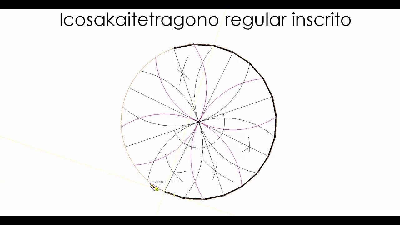 Geometría descriptiva: Icosakaitetragono regular inscrito