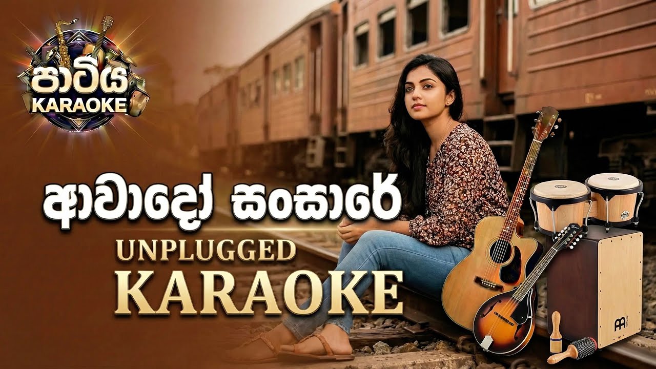 Awado Sansare Karaoke | ආවාදෝ සංසාරේ | Without Voice | With Lyrics | Unplugged