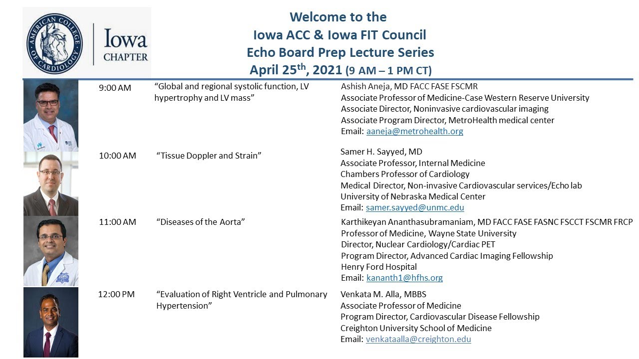 April 25 - IA ACC Echo Board Prep Lecture Series