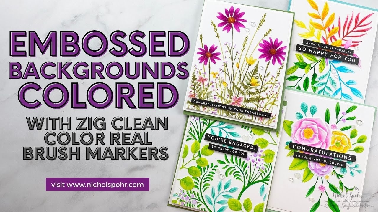 Embossed Backgrounds Colored with Zig Clean Color Markers (Simon Says Stamp)
