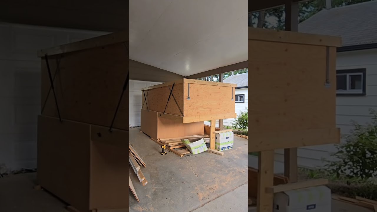 My DIY Pop Up Truck Camper # 4 : Installing the struts and testing the folding mechanisims.
