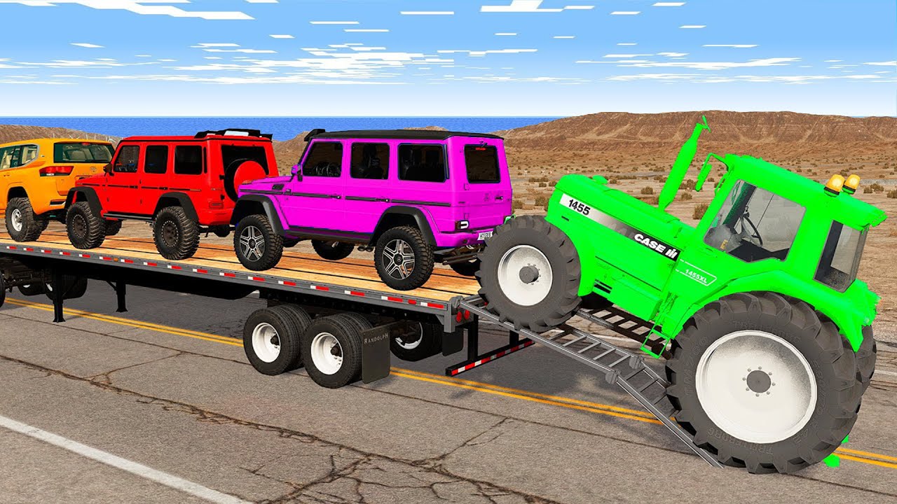Flatbed Truck Mcqueen | Transportation with Truck - Pothole vs Car #2 - BeamNG.Drive