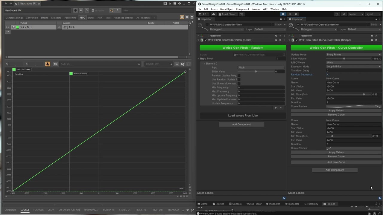 2 Unity Components for Controlling a Wwise Pitch RTPC