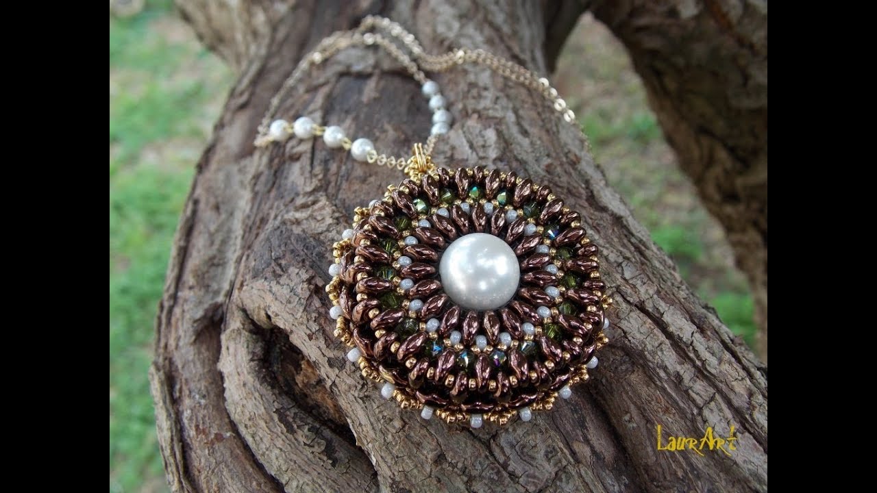 DIY TUTORIAL: ciondolo con perline Twin o Superduo / Pendant with Twin or Superduo beads (bead work)