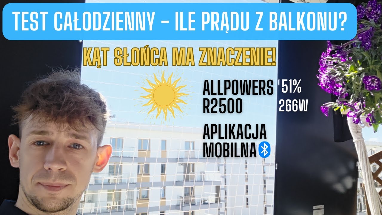 FOTOWOLTAIKA NA BALKONIE: Ile mocy z Allpowers R2500 w JEDEN DZIEŃ?