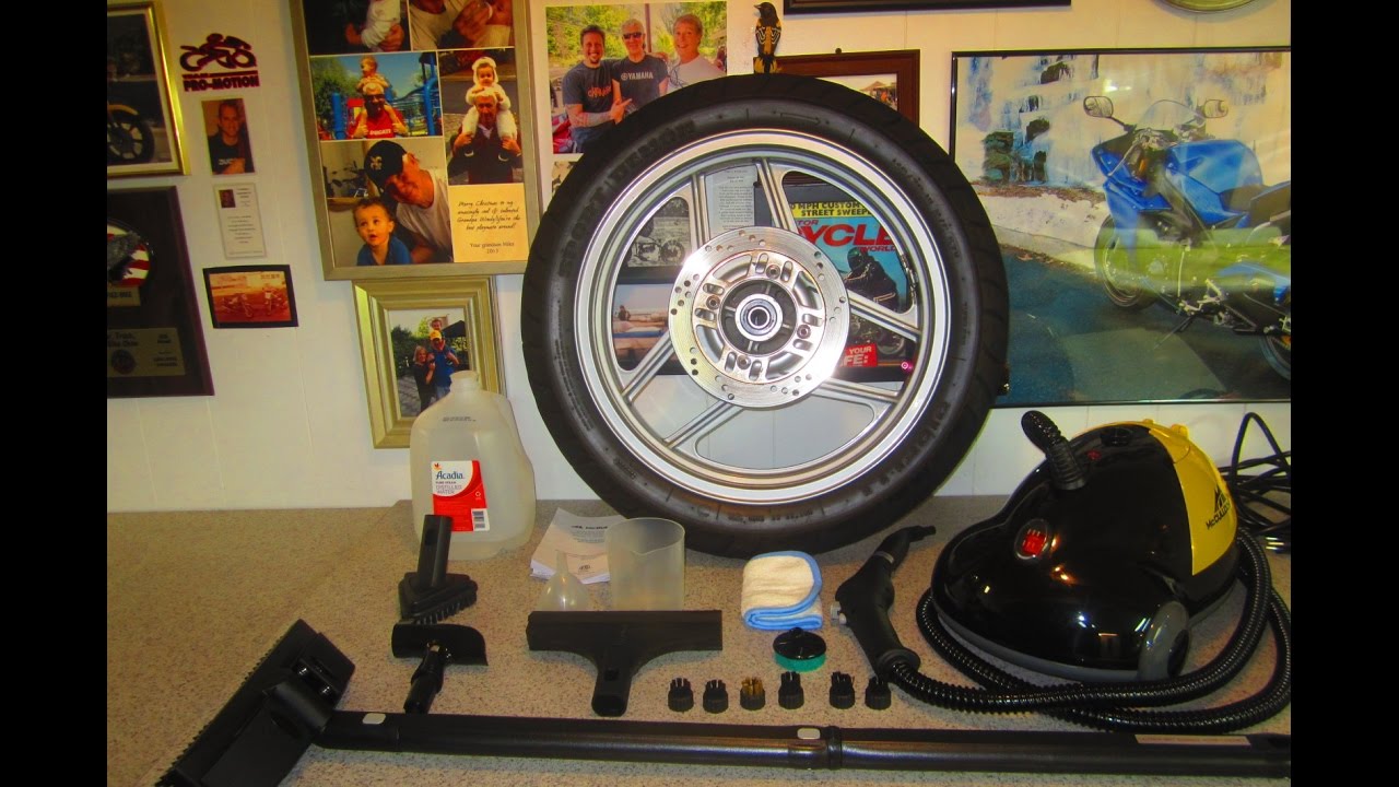 HOW TO STEAM CLEAN MOTORCYCLE WHEELS AND MORE.