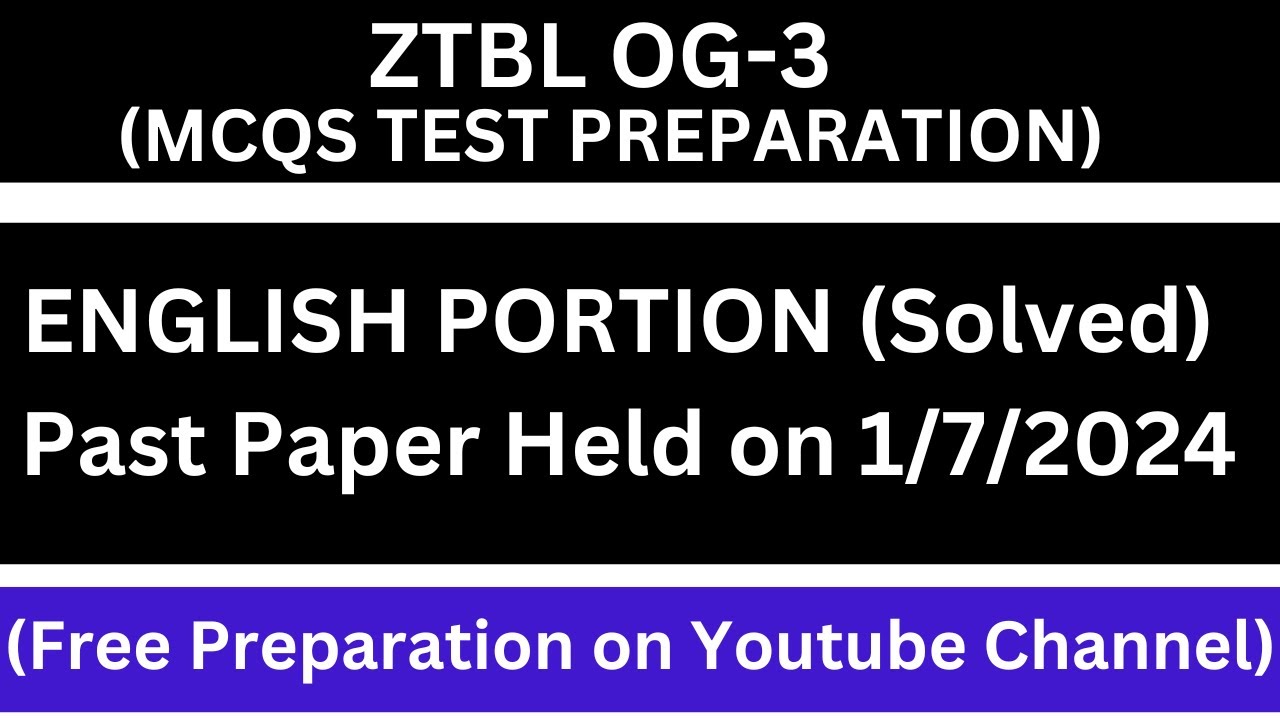 ztbl og 3 (English Part) past paper solved 2024|OTS|ztbl grade 3 past papers|today ztbl og-iii paper