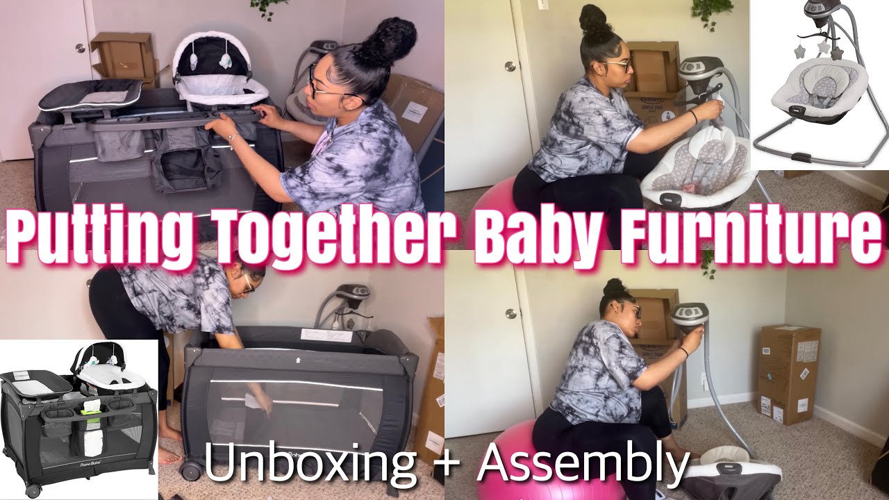 Putting Together Baby Furniture(34 weeks) | Pamo Babe Pack & Play + Graco Simple Sway Swing Assembly