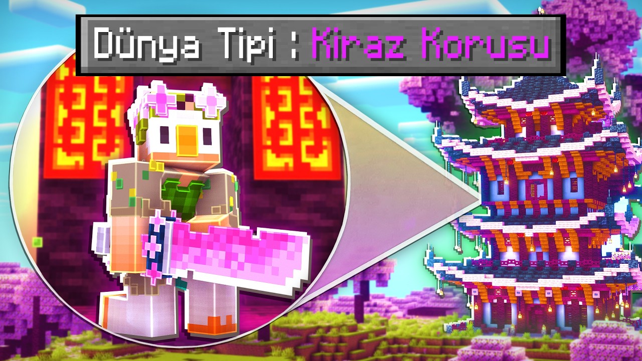 Minecraft'ta TEK BİYOM KİRAZ KORUSU!