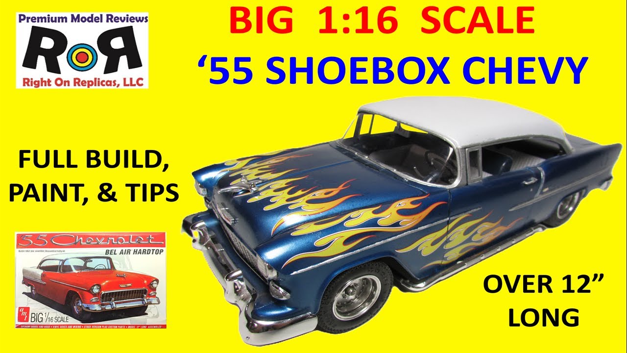 ‘55 Chevy Bel Air Hardtop 1:16 Scale AMT 1452 -Full Kit Build & Review.
