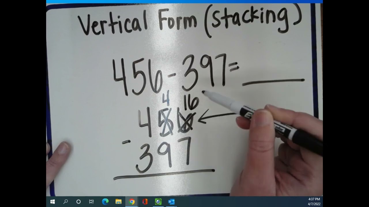 Subtraction with vertical form (stacking)