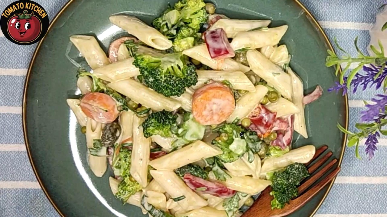 Creamy & Delicious Pasta Salad 🍝  🌿 #PastaSalad #ComfortFood #Homemade #EasyRecipe #FreshIngredients
