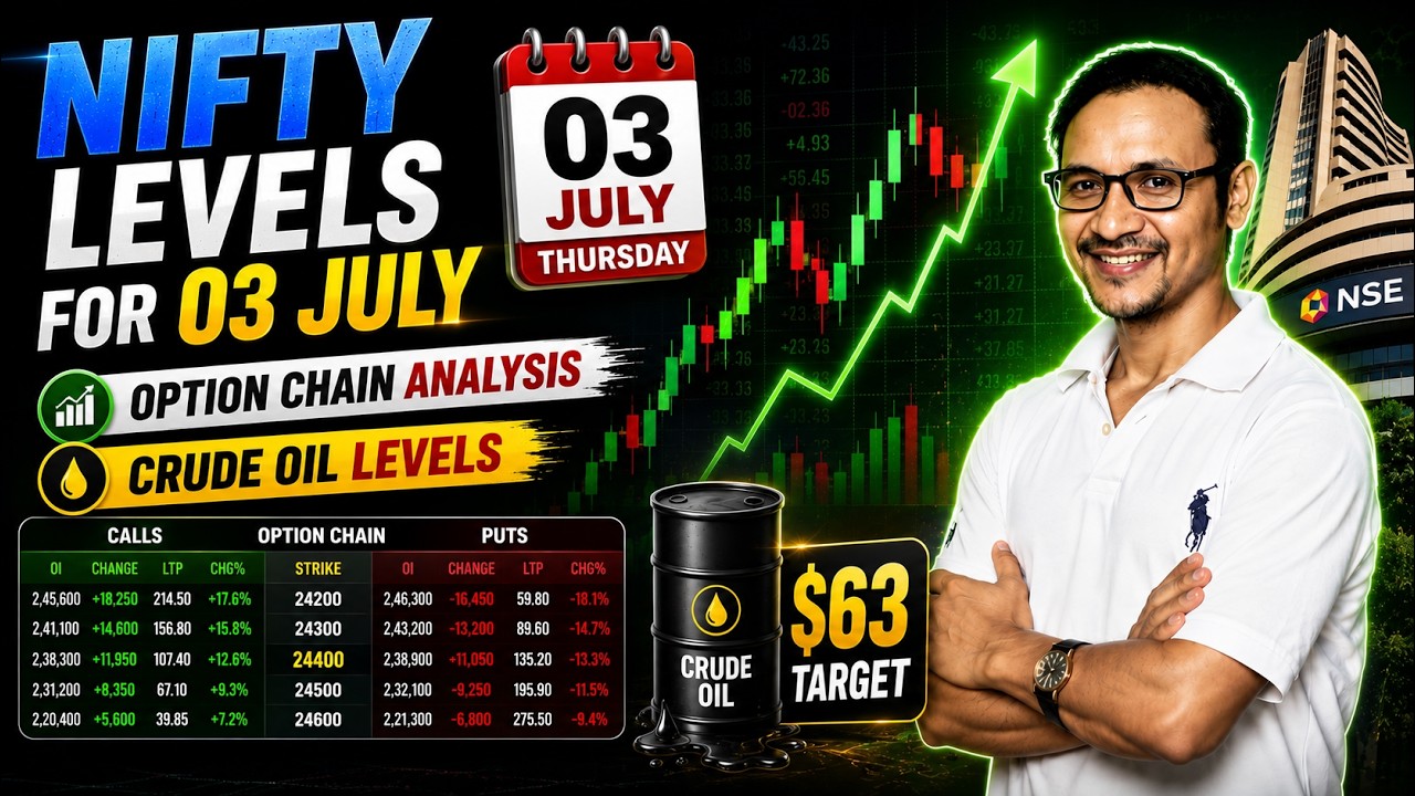 Nifty Levels For 03 July  | Option Chain Analysis | Crude Oil Levels