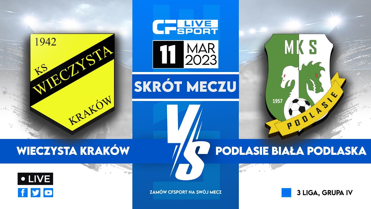 Skrót meczu: Wieczysta Kraków - Podlasie Biała Podlaska 11.03.2023