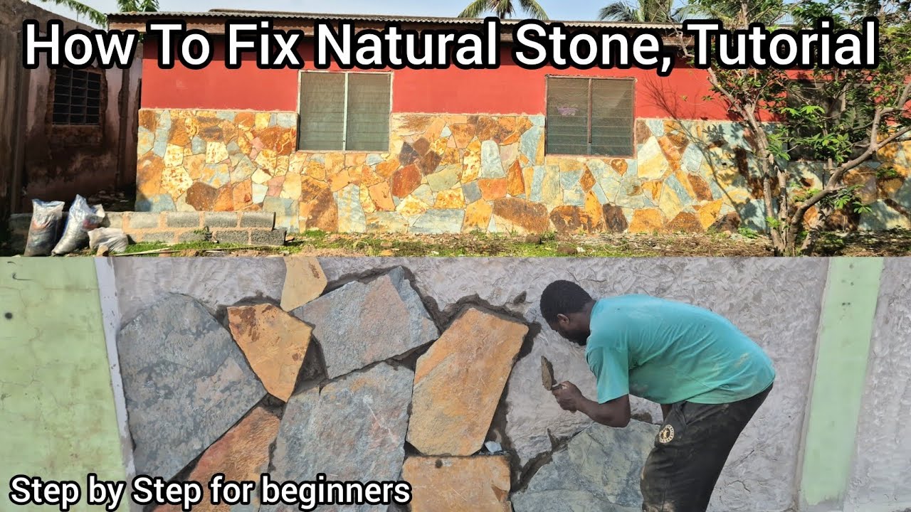 Wall tiling tutorial step by step || wall Installation practice || learn how to fix natural stone 