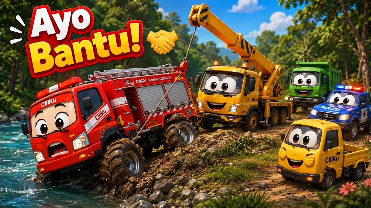 Truk Pemadam Tercebur Sungai!😮🌊- Roda Roda Truk Pemadam Berputar 🚒 | Lagu Anak Edukatif Terbaru 2026