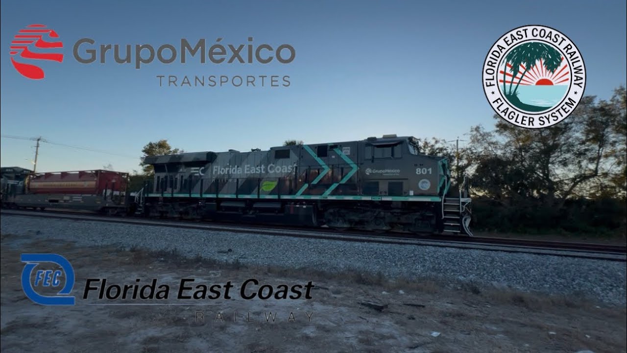 FEC 206 going by Titusville on a chilly evening 