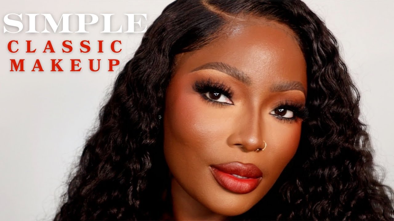 SIMPLE CLASSIC MAKEUP WITH A BOLD RED LIP ON DARK SKIN FT NEW MAKEUP PRODUCTS ✨
