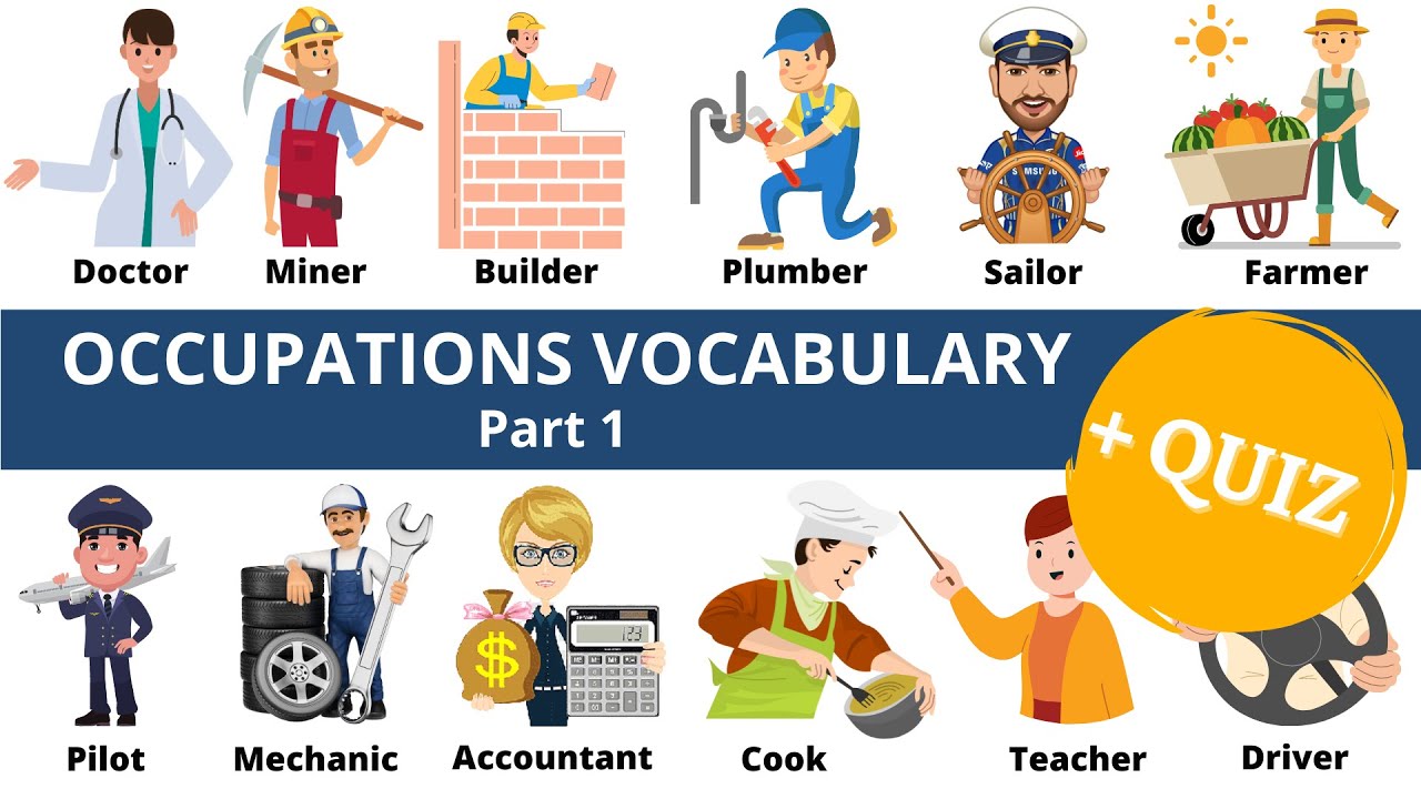 Occupations vocabulary in English || Part 1 || 25 words + Quiz || Learn English with pictures