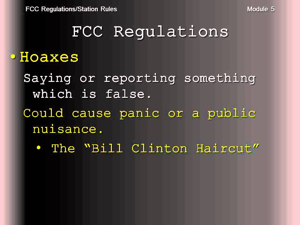 FCC Regulations/Station Rules