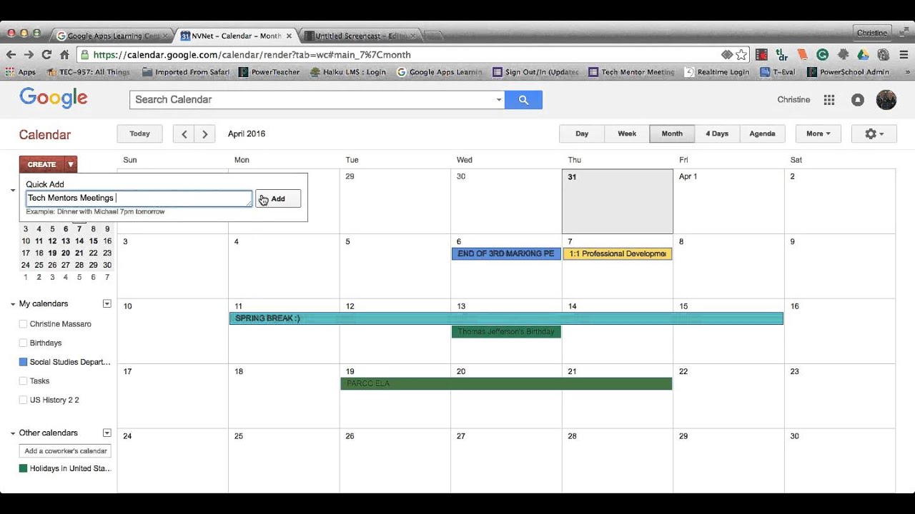 Google Calendar Demo